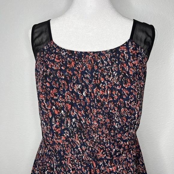 BCBGeneration Navy Blue Red Black Abstract Floral Sleeveless Dress Sz 10 - Picture 2 of 11